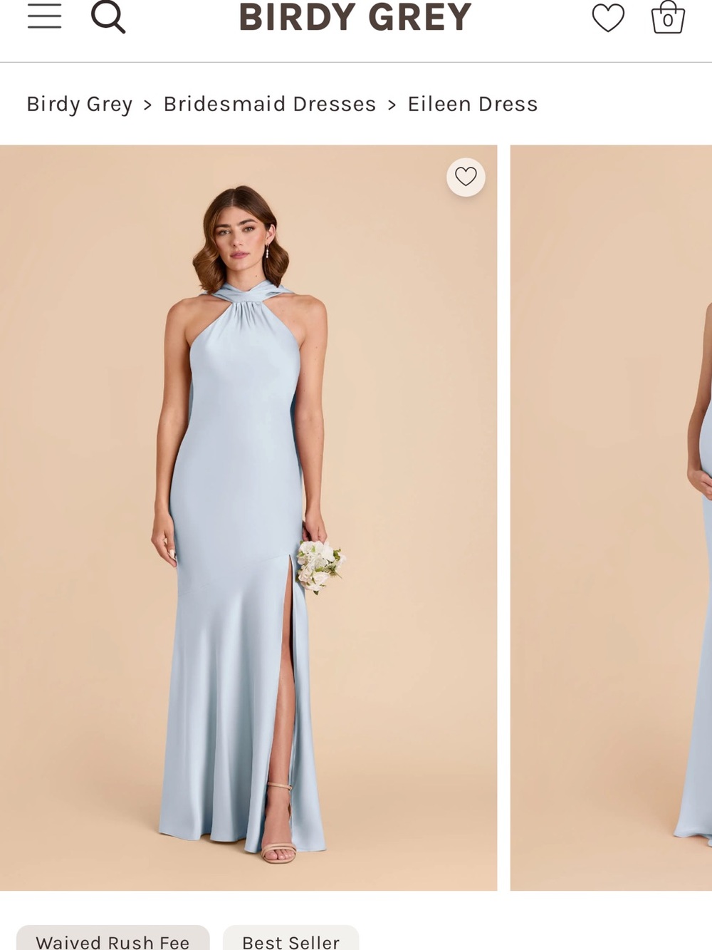 Birdy Grey Eileen Halter Bridesmaid Dress matte satin mist Blue